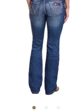 Wrangler Ladies Retro Mae Mid Rise Dark Blue Bootcut Jeans